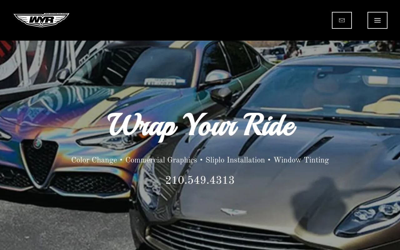 Homepage of Wrap Your Ride SA's website