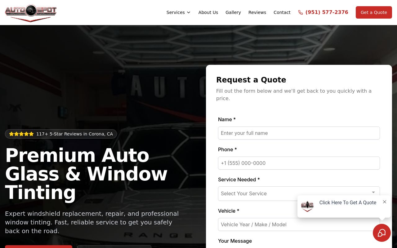 Homepage of Auto Spot's website