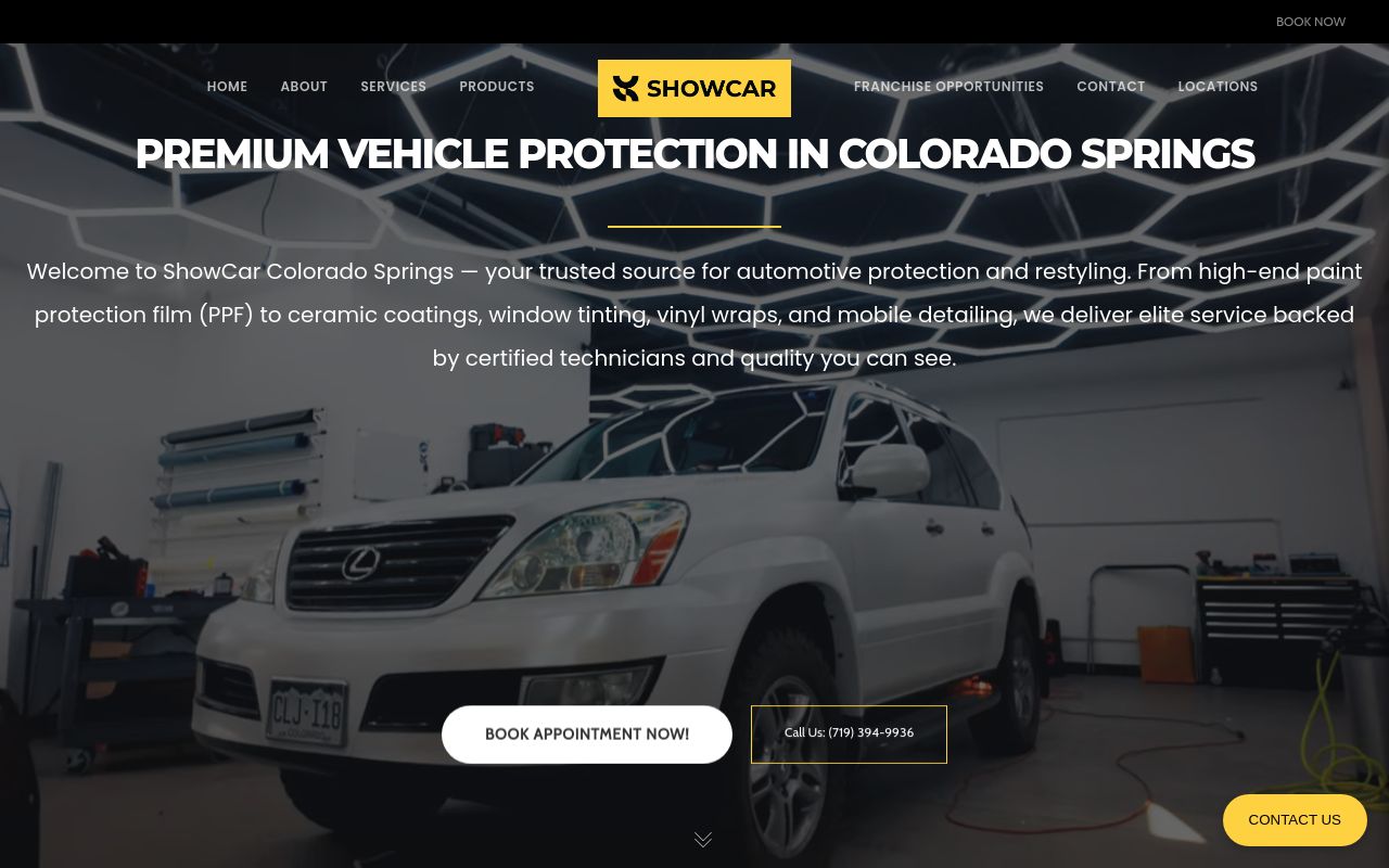 Homepage of ShowCar Auto Spa's website