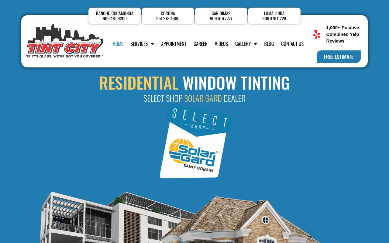 Homepage of Tint City of Corona's website