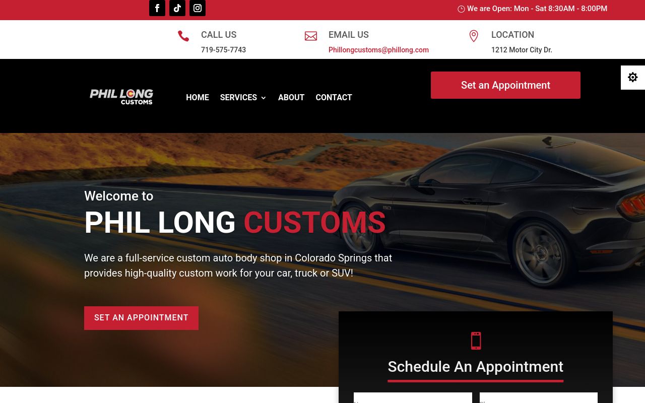 Homepage of Phil Long Customs's website