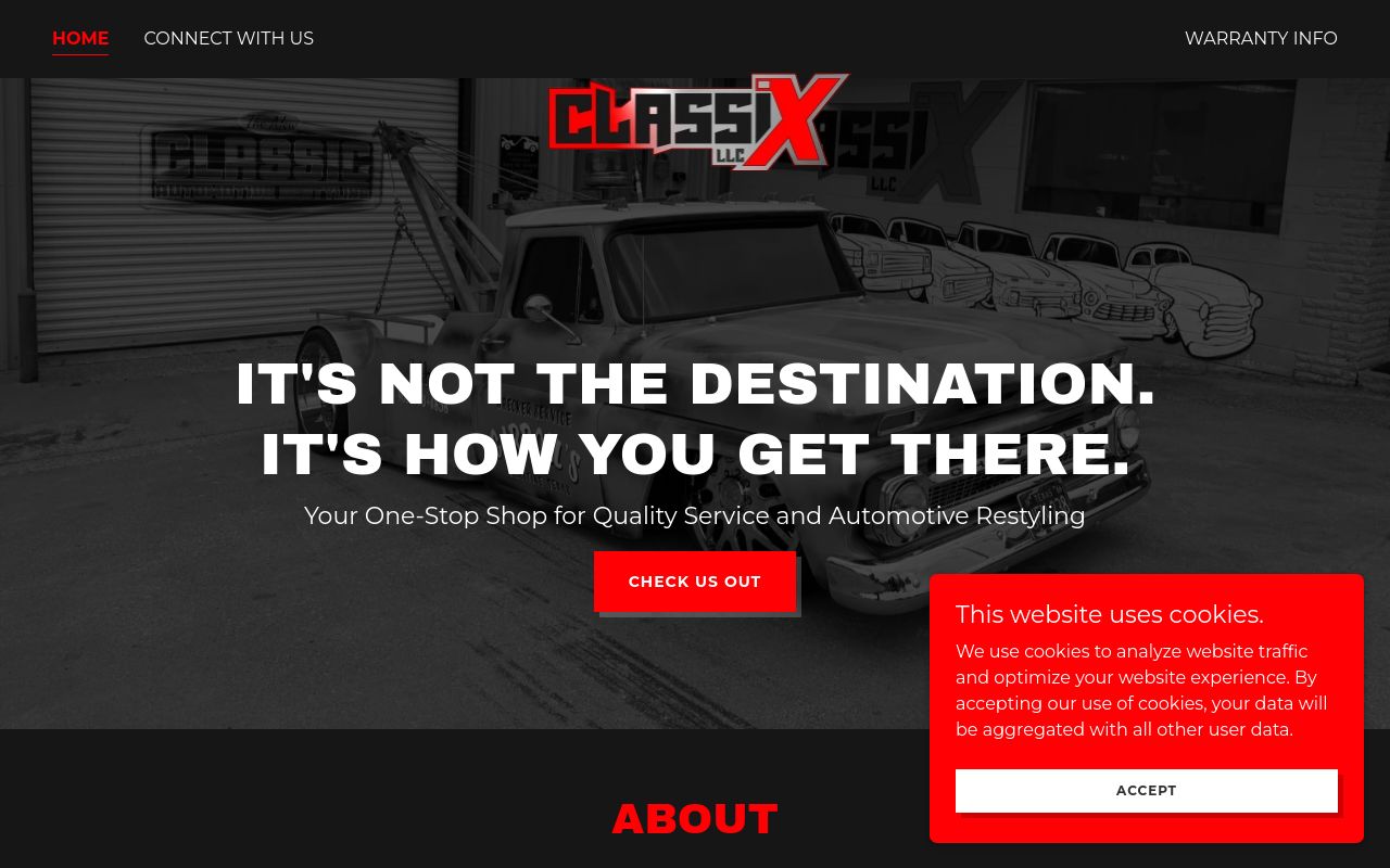 Homepage of Classix LLC's website