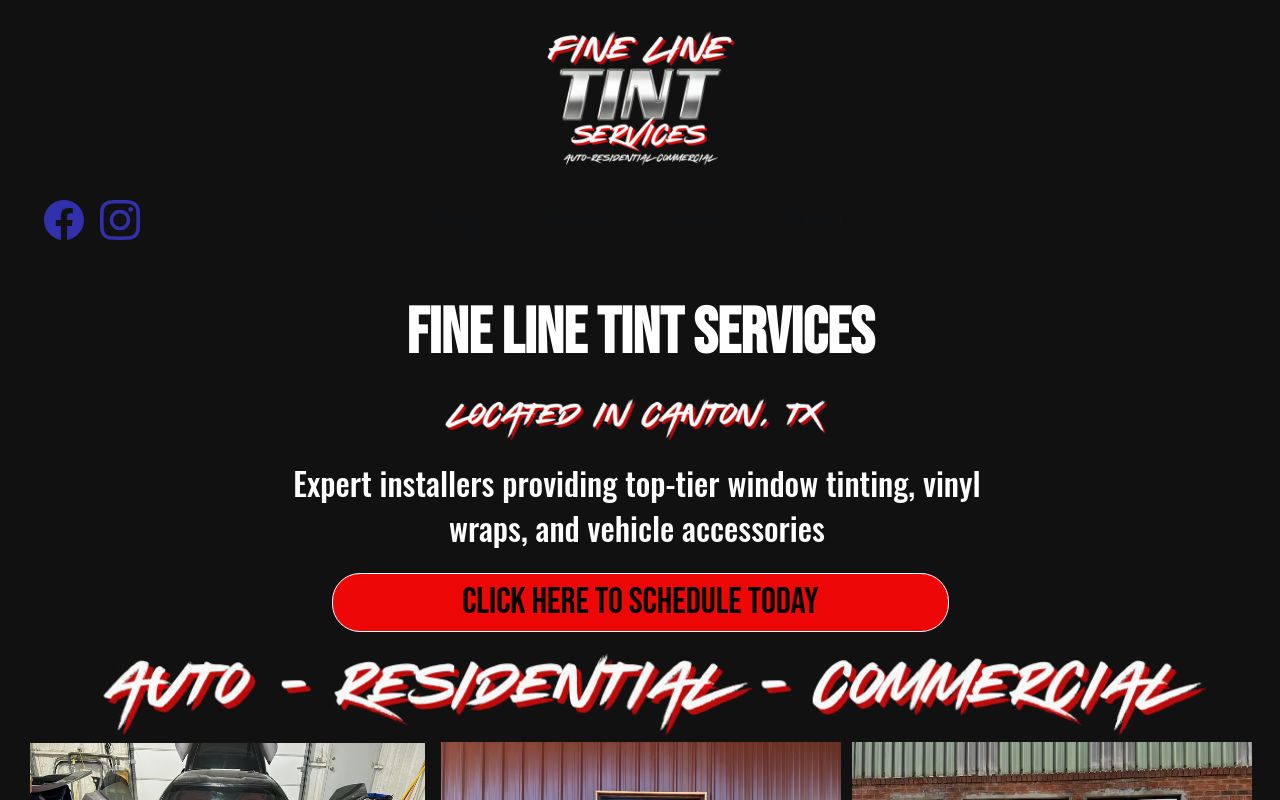 Homepage of Fine Line Tint Services's website