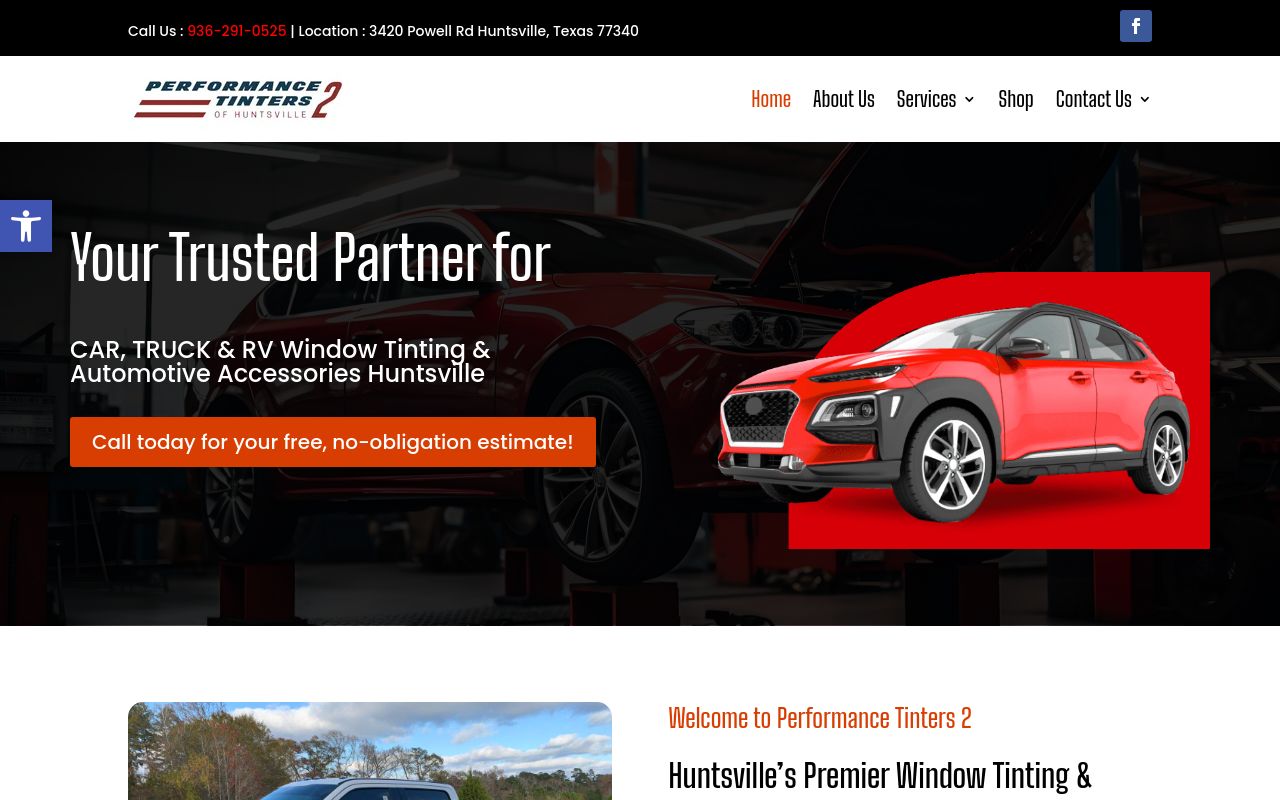 Homepage of Performance Tinters II's website