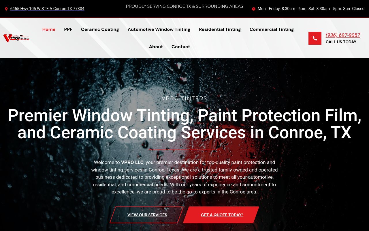 Homepage of VPRO Tinters, LLC's website