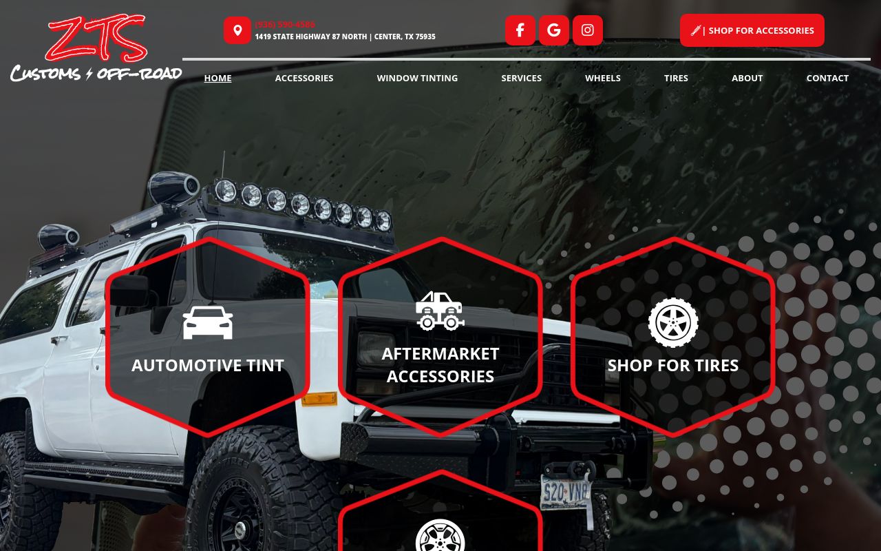 Homepage of Zack's Tint Shop LLC's website