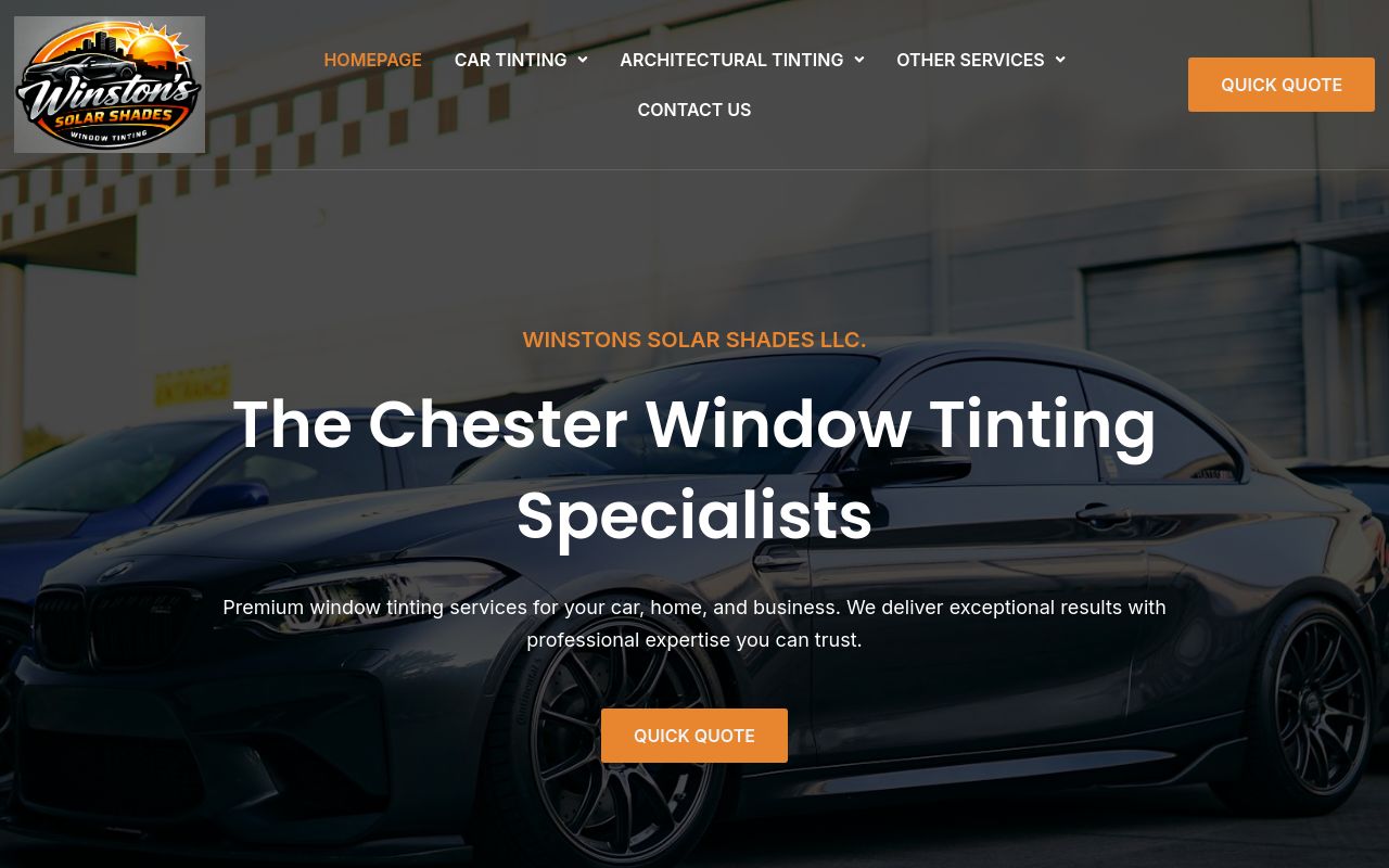 Homepage of Winston's Solar Shades's website
