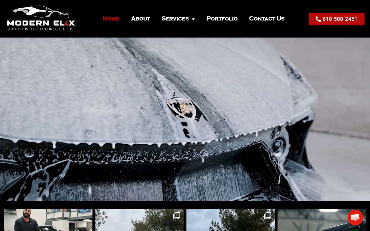 Homepage of Modern Elix Automotive Protection's website
