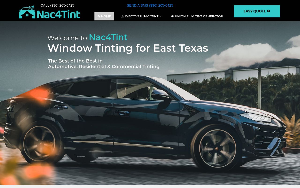 Homepage of Nac4Tint LLC's website