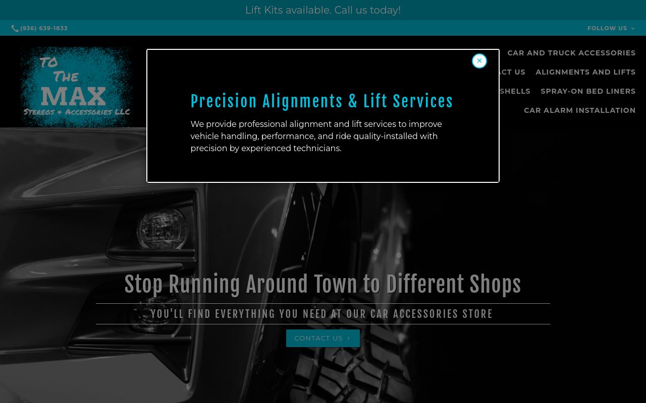 Homepage of To The Max Stereos & Accessories LLC's website