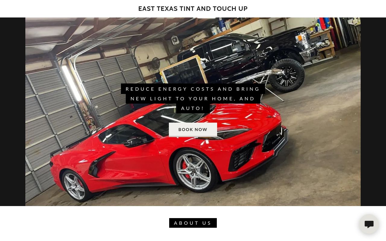 Homepage of East Texas Tint & Graphics's website