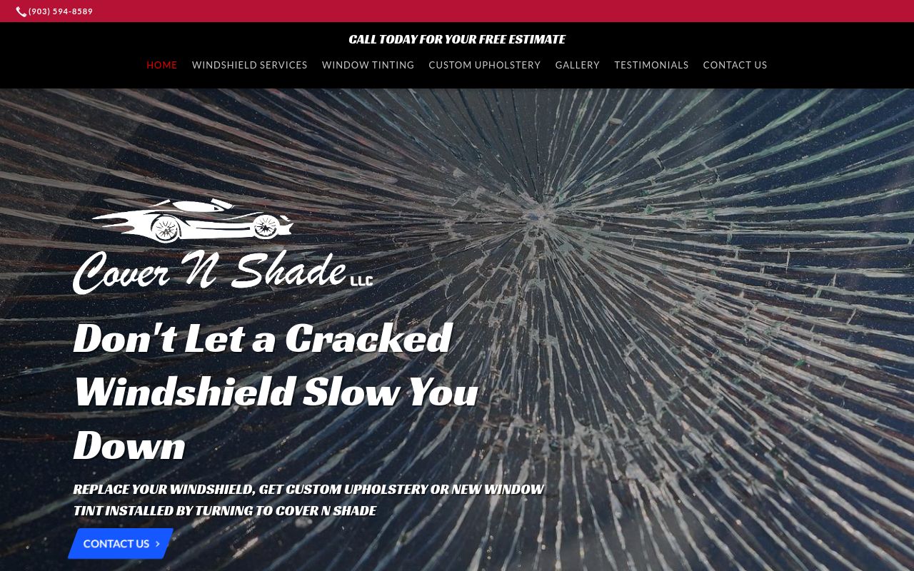 Homepage of Cover N Shade's website