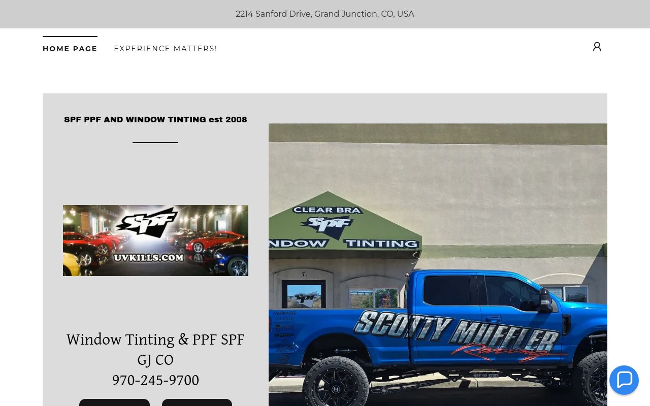 Homepage of SPF WINDOW TINTING & PAINT PROTECTION FILMS's website
