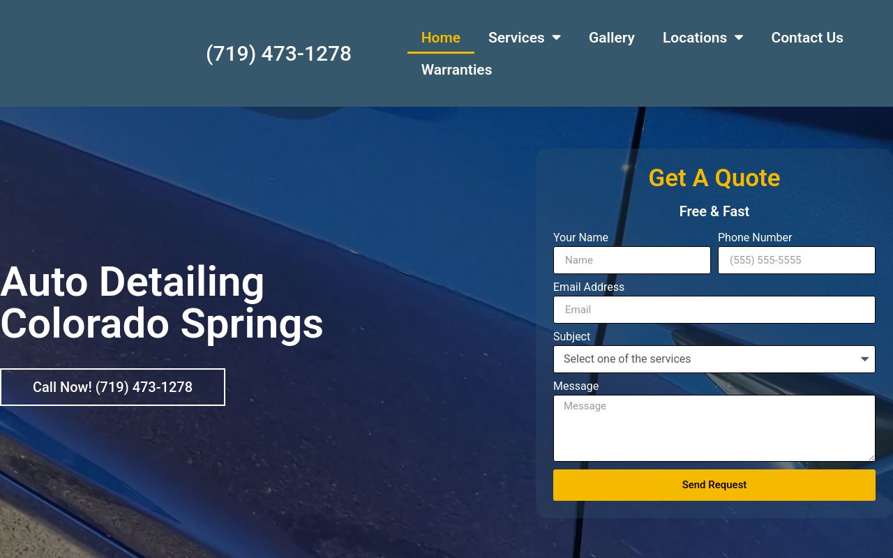 Homepage of SBG Auto Detail's website