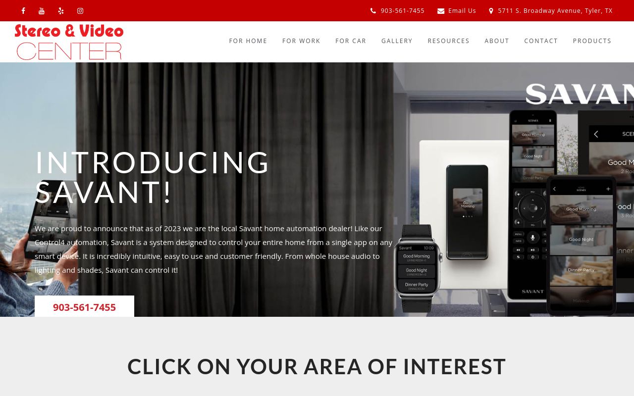 Homepage of Stereo & Video Center's website