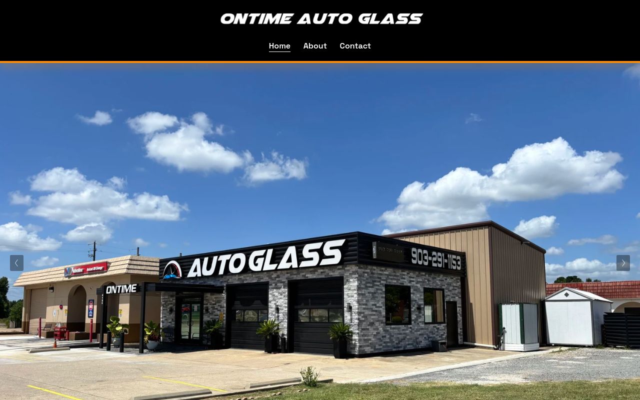 Homepage of Ontime Auto Glass's website