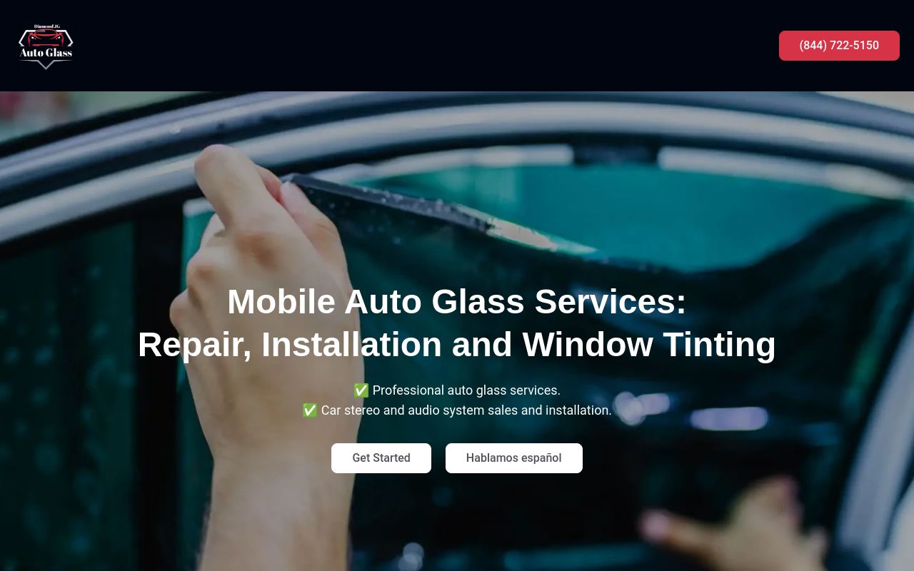 Homepage of Auto Glass Diamond JG's website