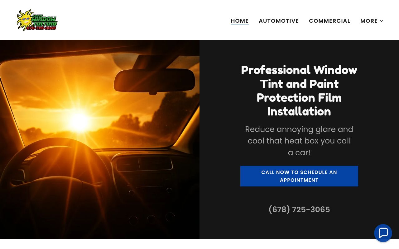 Homepage of About Window Tinting's website