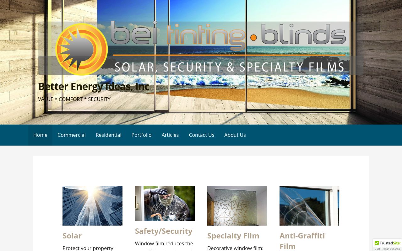 Homepage of Better Energy Ideas, Inc.'s website