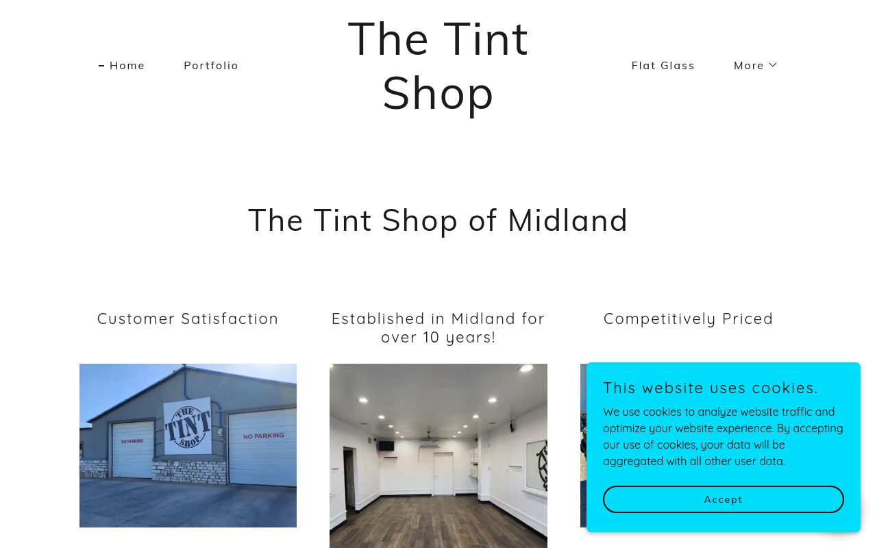 Homepage of The Tint Shop of Midland's website