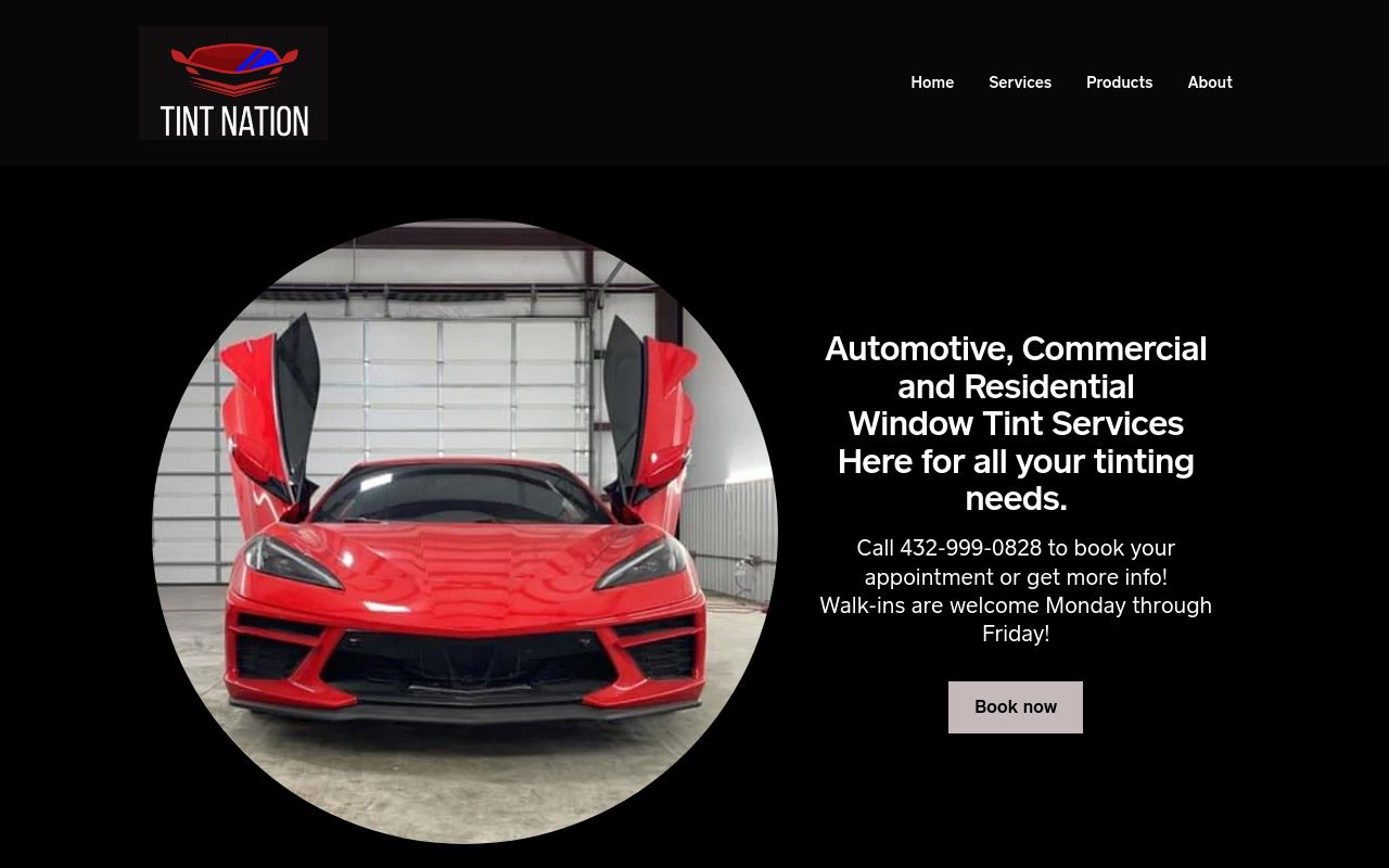 Homepage of TINT NATION LLC's website