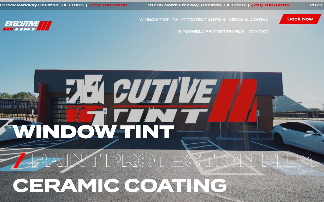 Homepage of Executive Tint's website