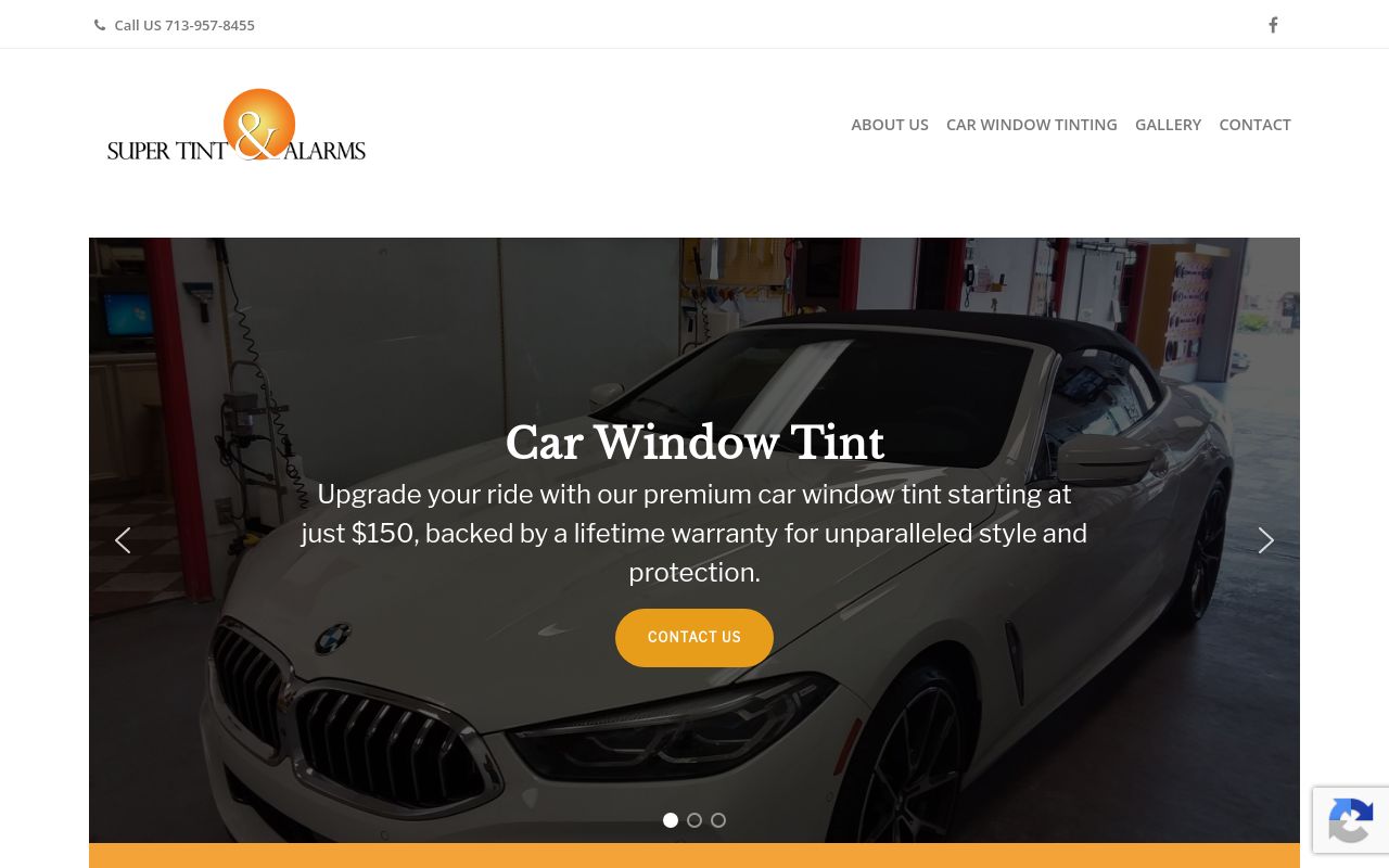 Homepage of Super Tint & Alarms Houston's website