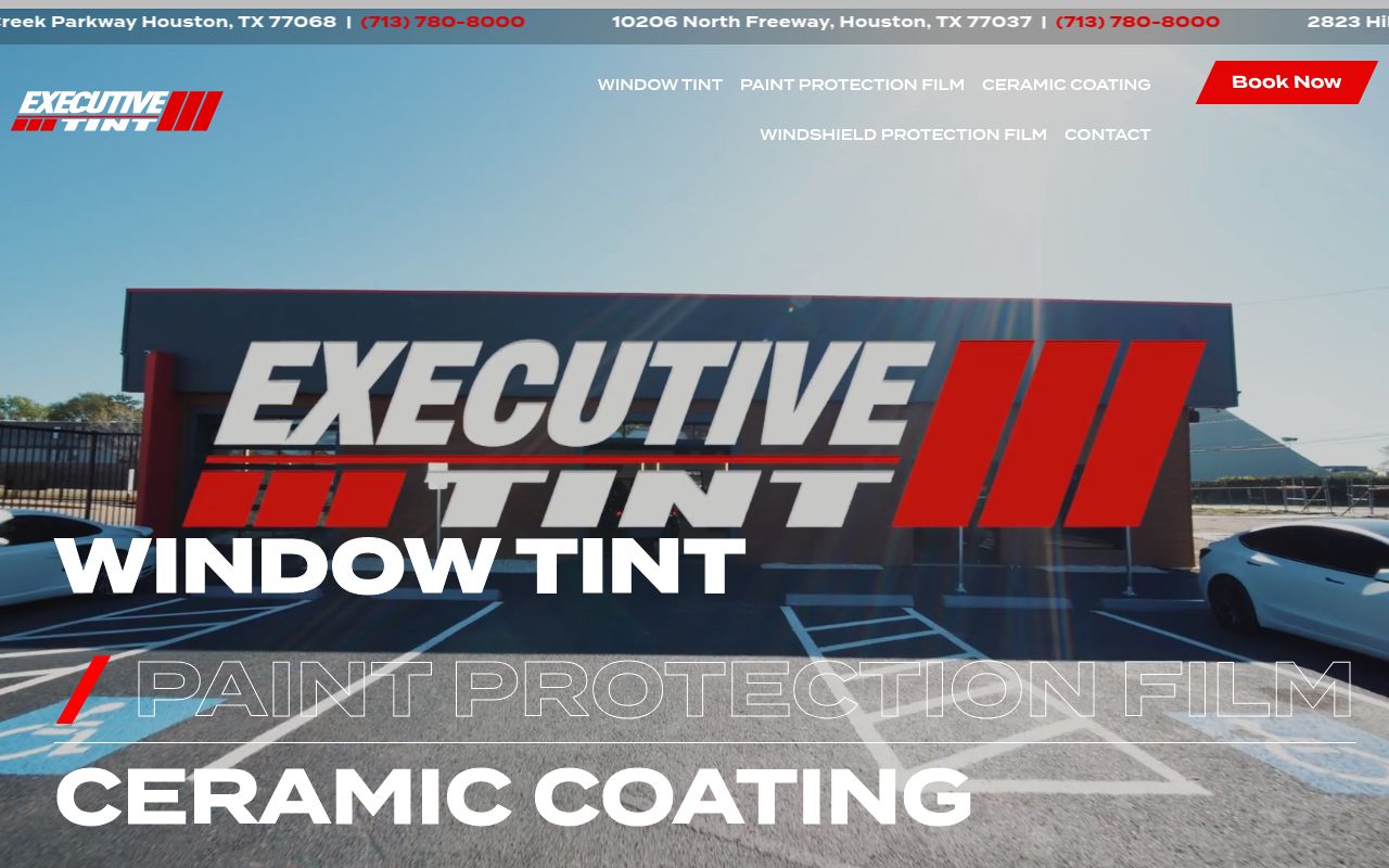 Homepage of Executive Tint - Cypress Creek Parkway's website