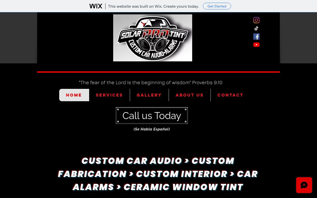 Homepage of Solar Pro Tint 1's website