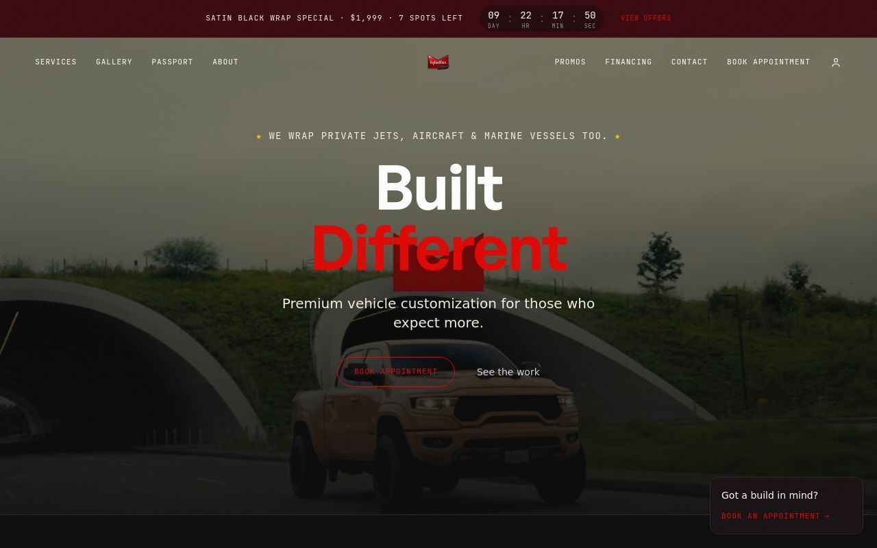 Homepage of Iqballaz Customs's website