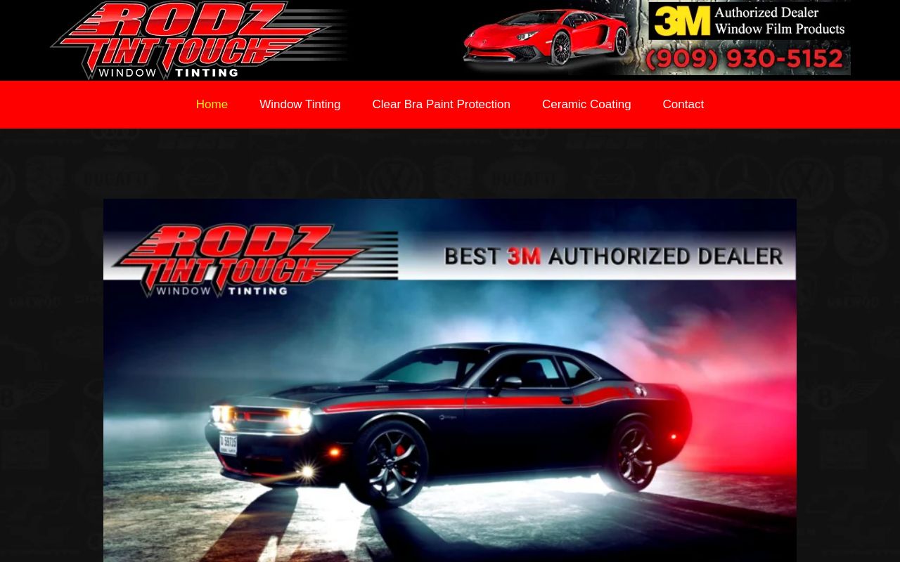 Homepage of Rodz Tint Touch Window Tinting's website