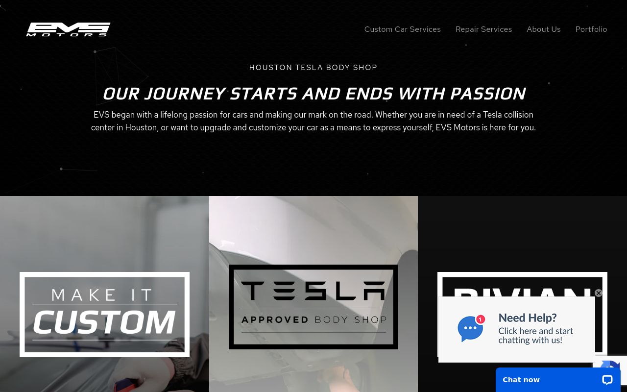 Homepage of EVS Motors's website