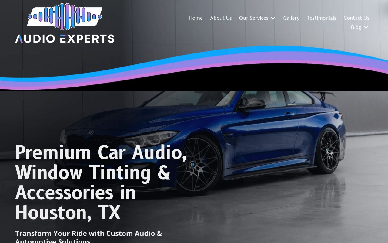 Homepage of Audio Experts - Car Audio Store & Window Tinting's website