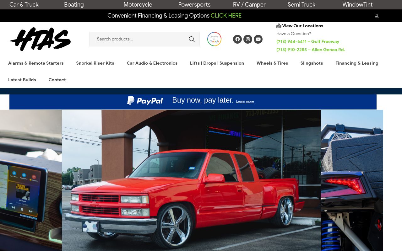 Homepage of High Tech Auto Sound's website