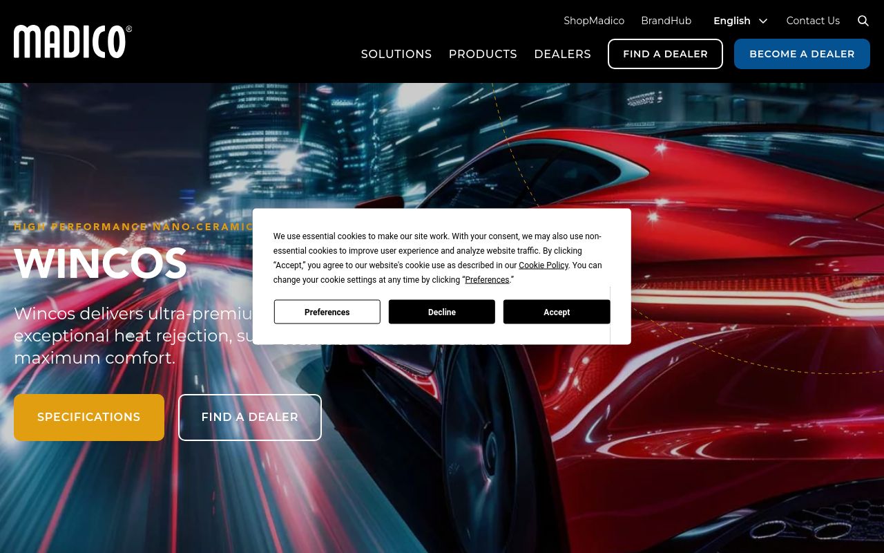 Homepage of Wincos's website