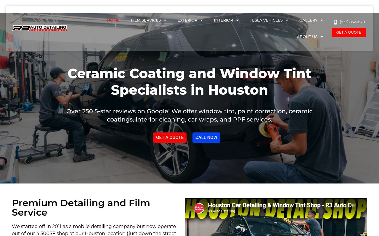 Homepage of R3 Auto Detailing LLC's website