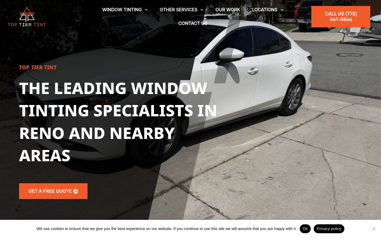 Homepage of Top Tier Tint's website