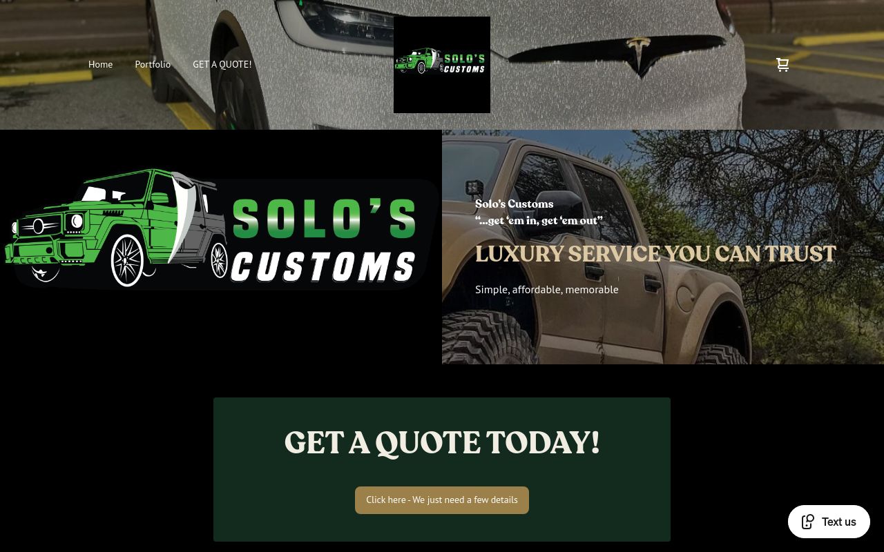 Homepage of Solo's Customs LLC - Houston's website