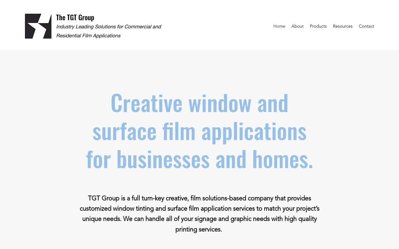 Homepage of TGT Group's website