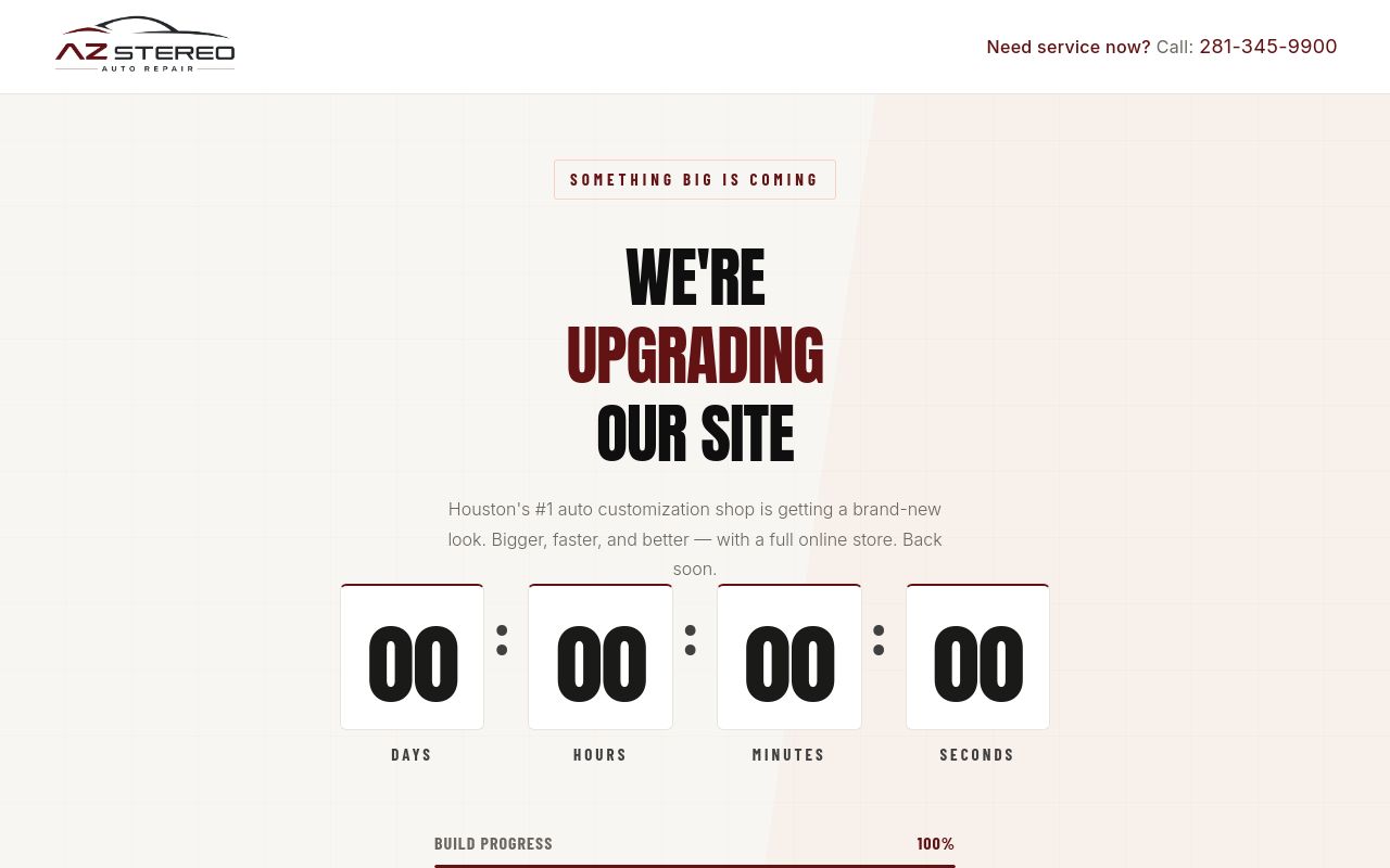 Homepage of AZ Stereo & Auto Repair's website