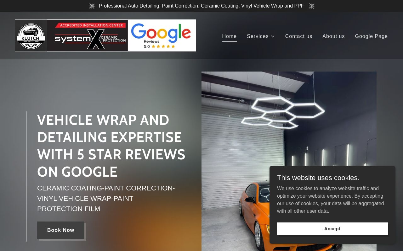 Homepage of Klutchdetail & Wraps's website