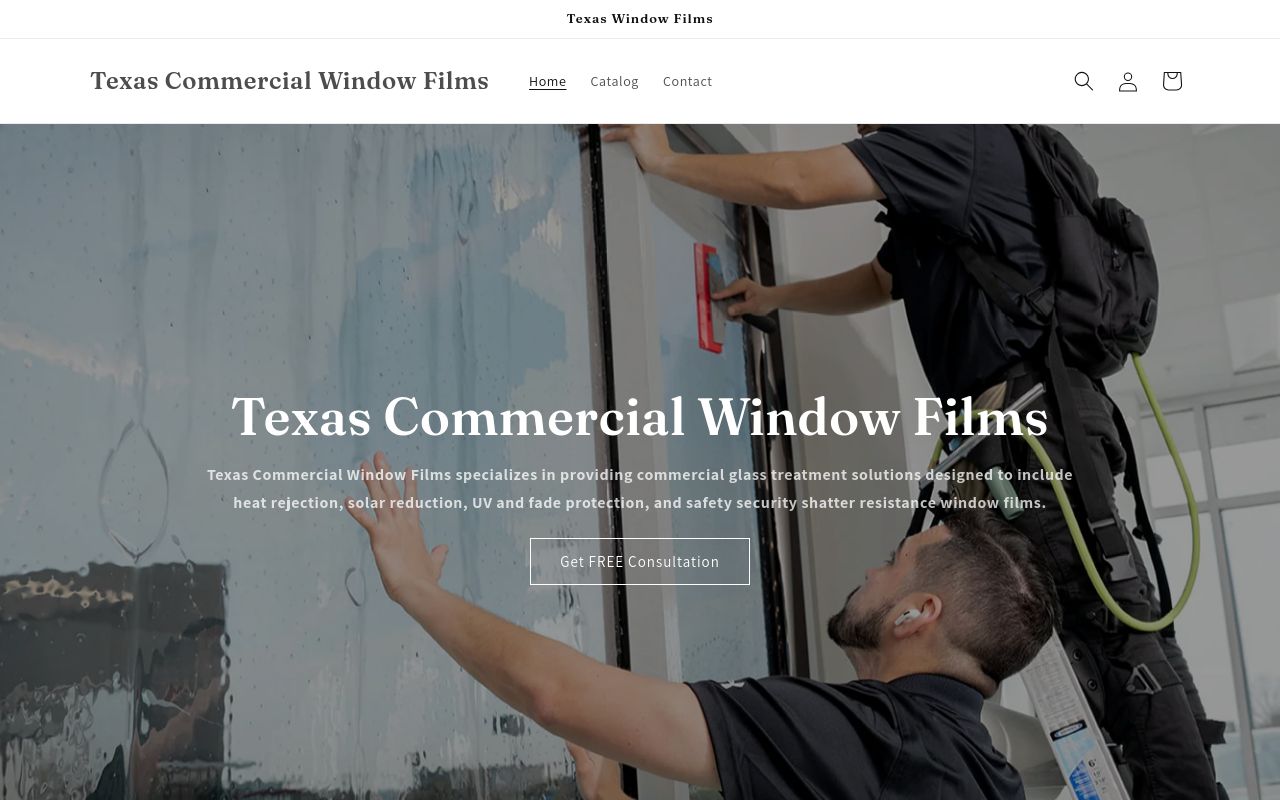 Homepage of Texas Commercial Window Films's website