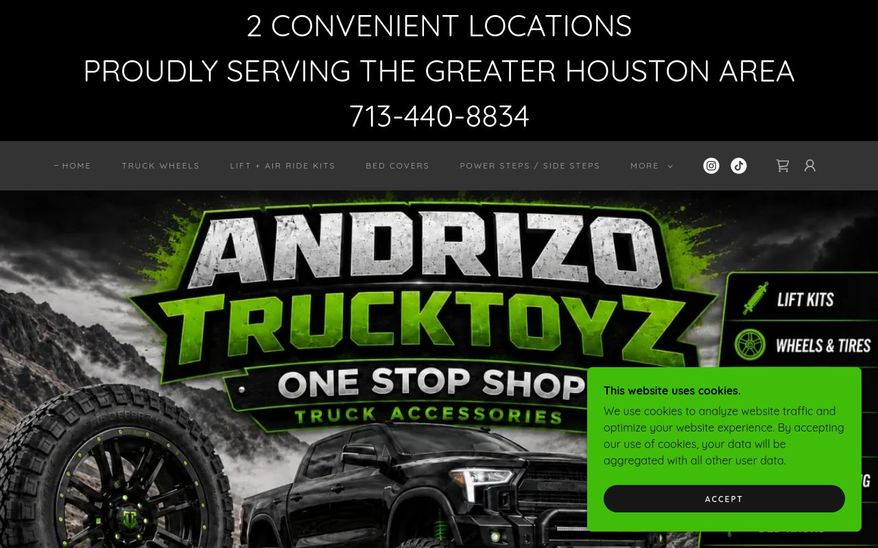 Homepage of Andrizo Trucktoyz Humble's website