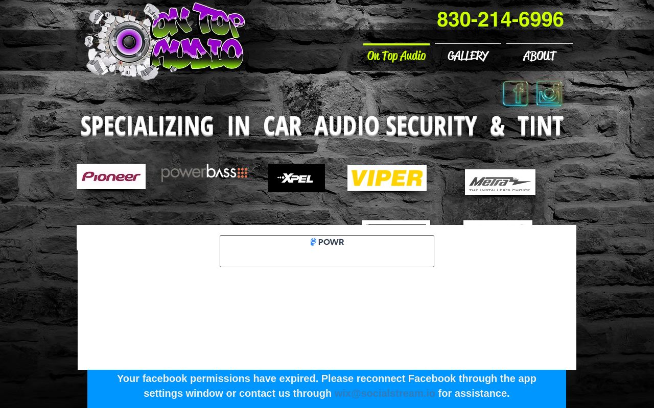 Homepage of On Top Audio's website