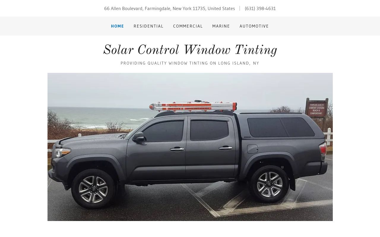 Homepage of Solar Control Window Tinting's website
