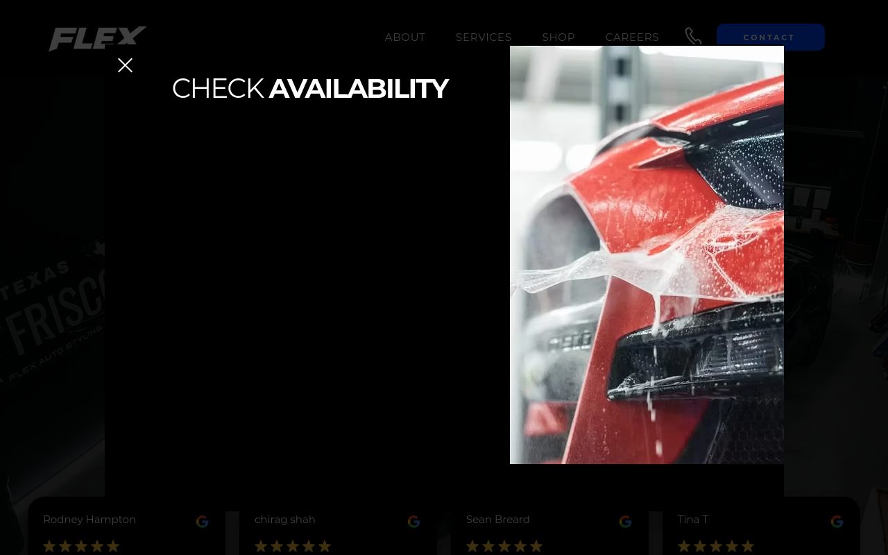 Homepage of Flex Auto Styling's website