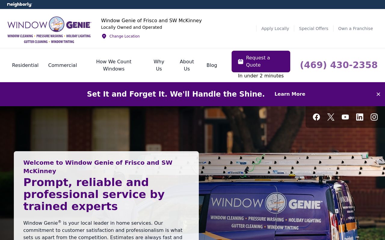 Homepage of Window Genie of Frisco and SW McKinney's website