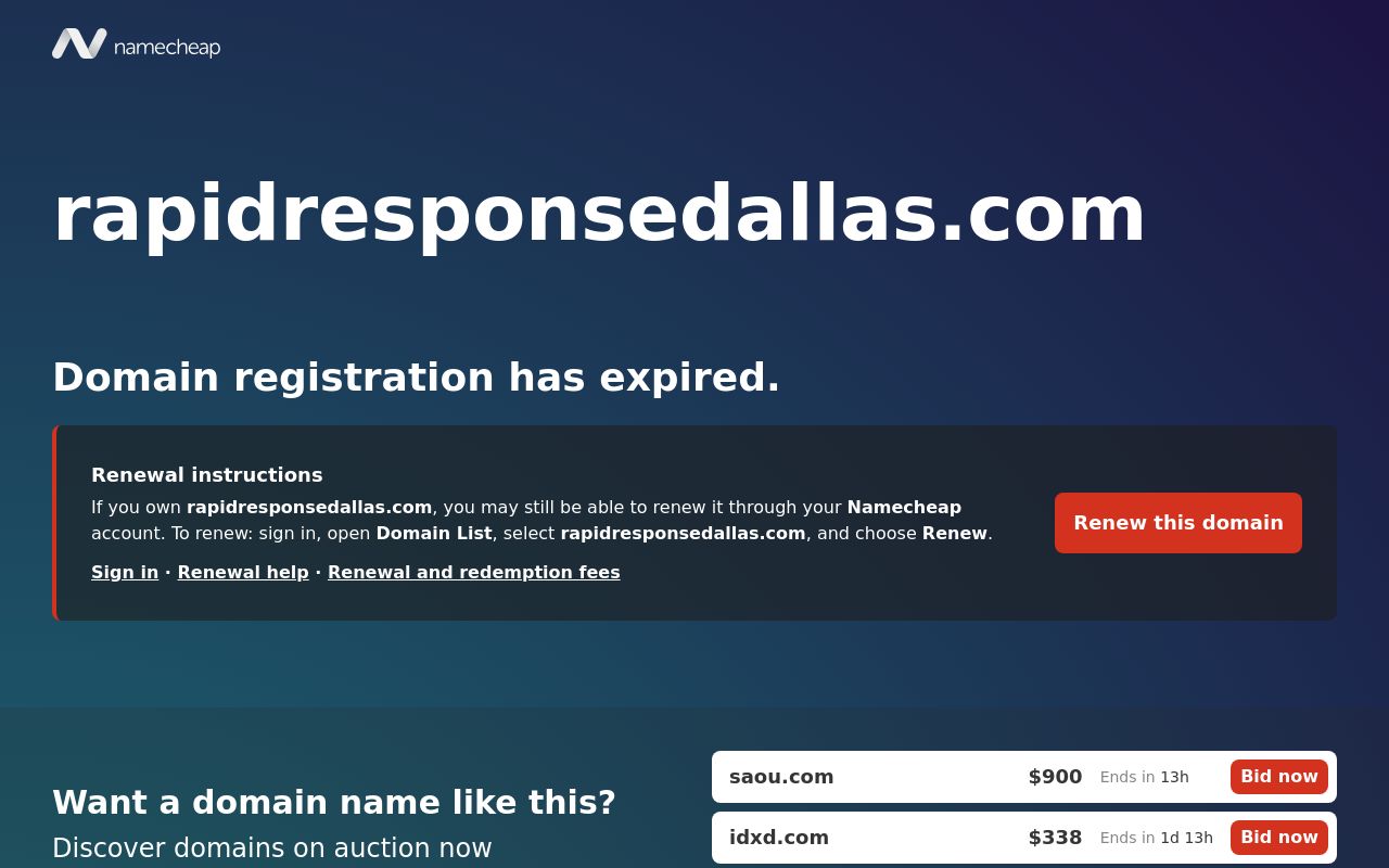 Homepage of RAPID RESPONSE AUTO REPAIR's website