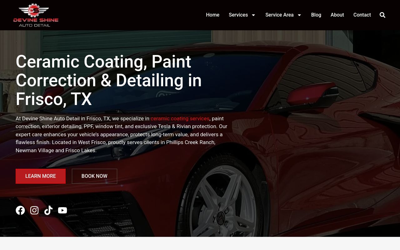 Homepage of Devine Shine Auto Detail, LLC's website