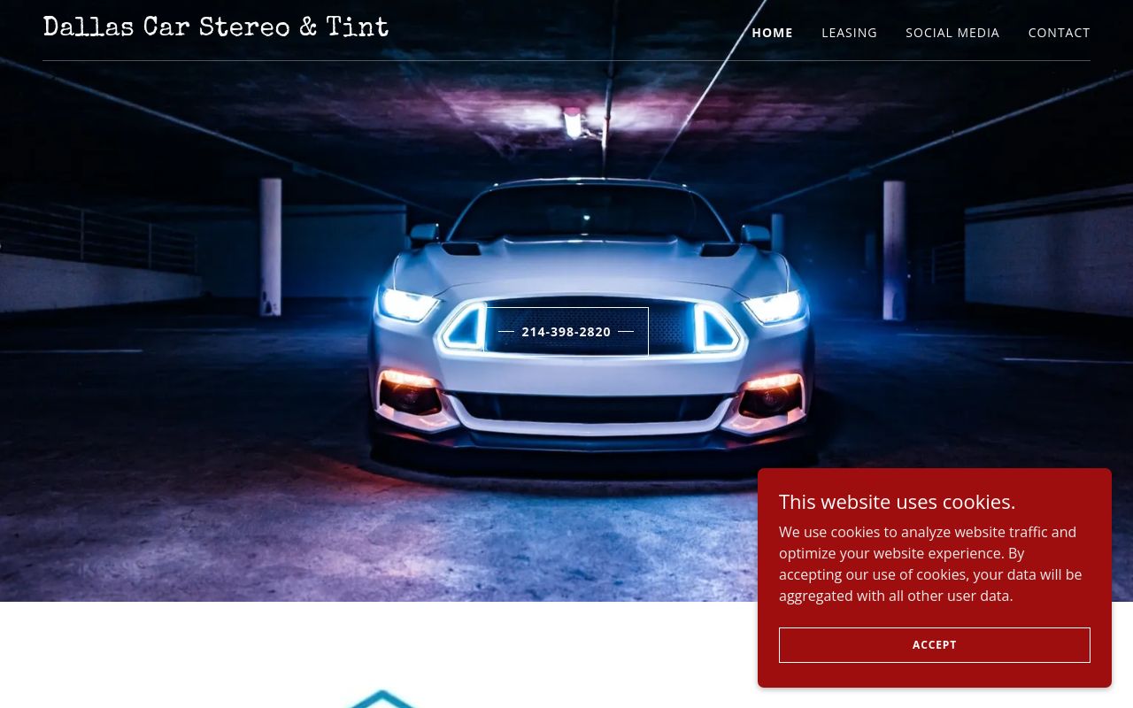 Homepage of Dallas Car Stereo & Tint's website